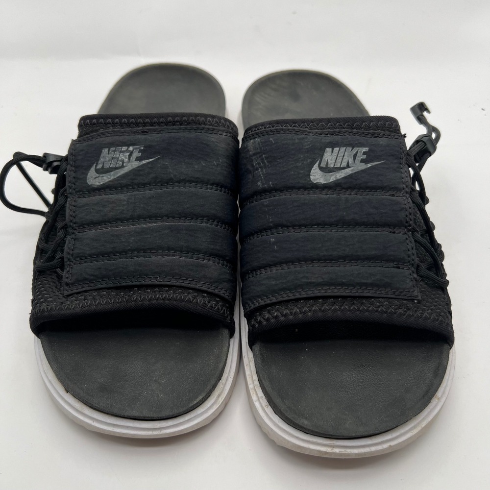 Nike Asuna Slides Black Anthracite White Quilted Toggle CW9707 Womens 9 Hiking